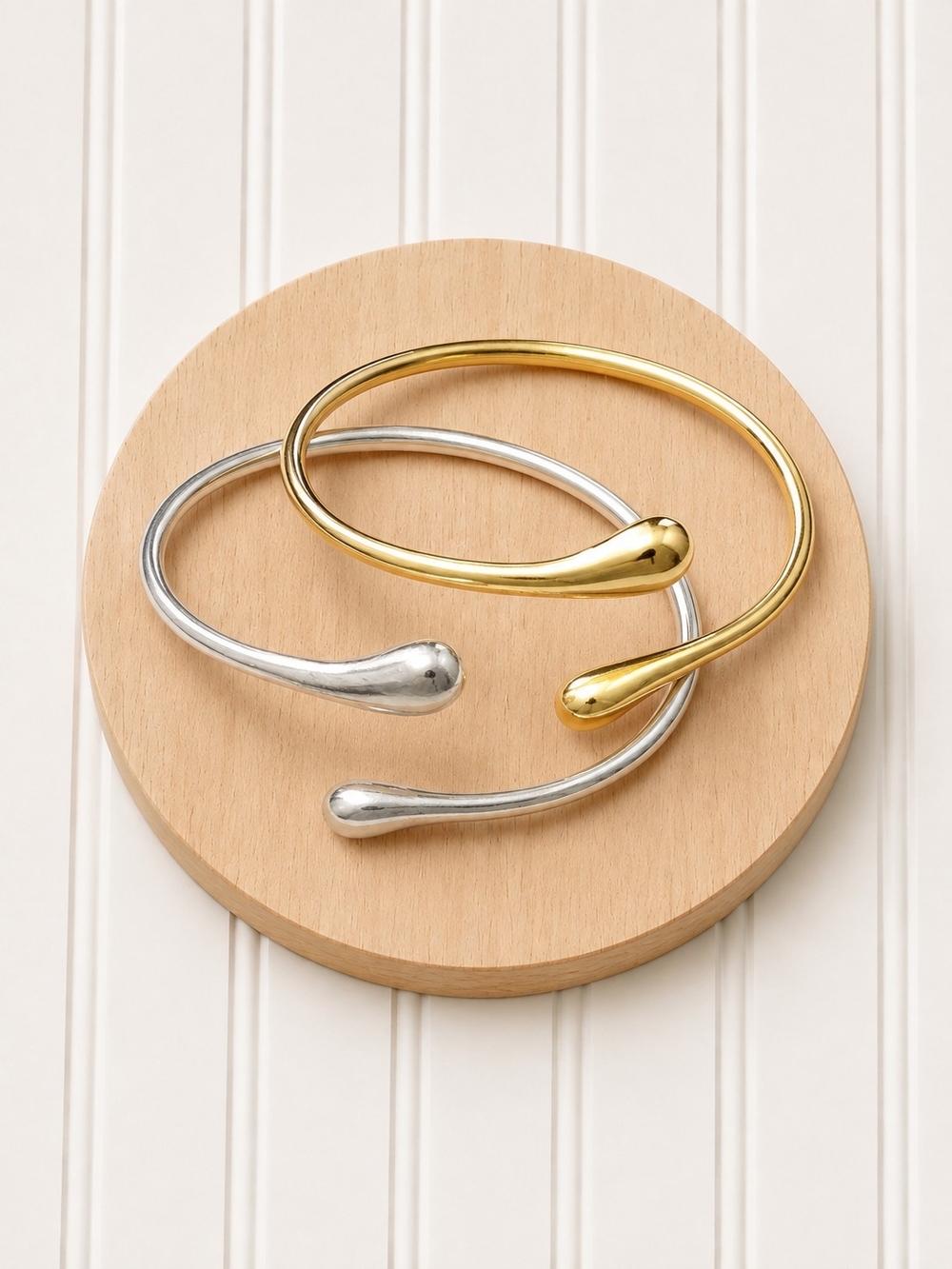 Gold and Silver Open Cuff Bracelet Set